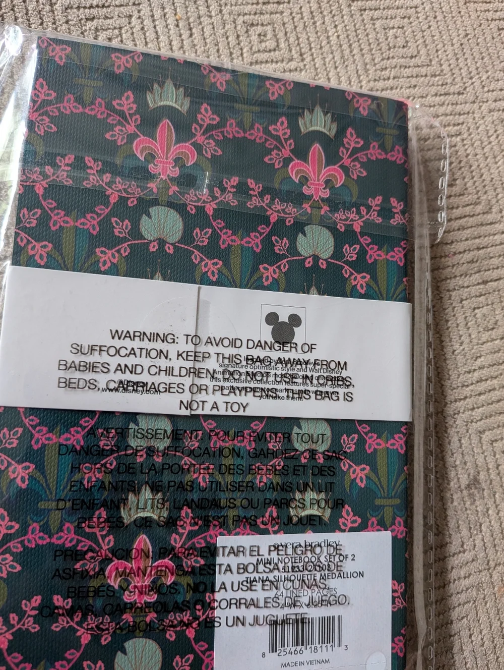 Vera Bradley x Disney Tiana Pink and Teal Floral Pattern Notebooks - Picture 3 of 4